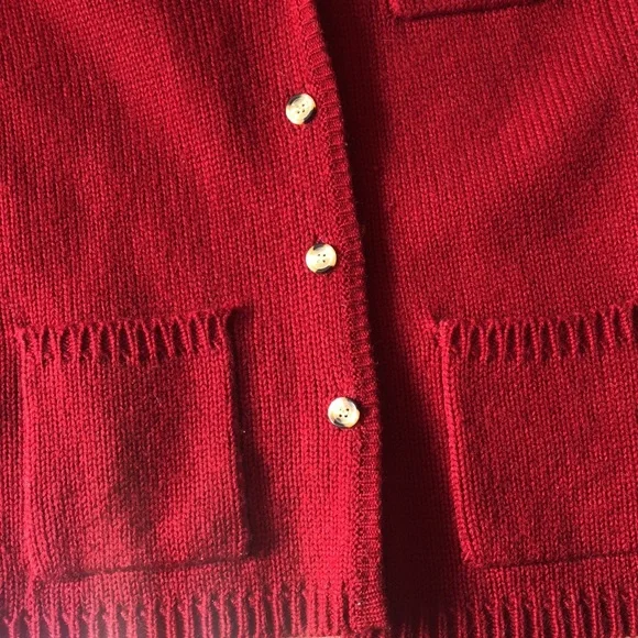Vintage Sears Red Button Down Cardigan Sweater M - Picture 3 of 5